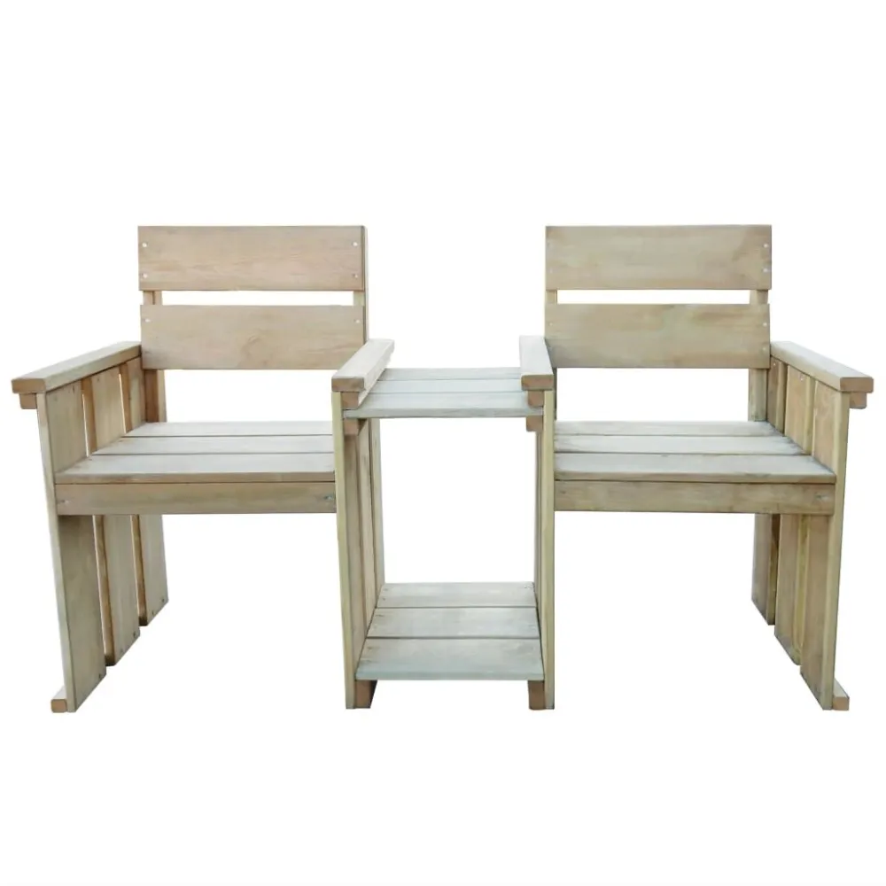 Banco de jardim com 2 lugares 150 cm pinho impregnado | Resistente à Chuva | Confortável