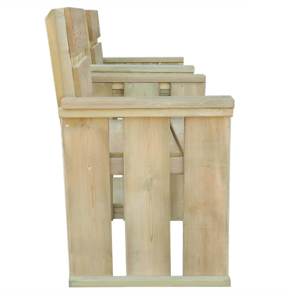 Banco de jardim com 2 lugares 150 cm pinho impregnado | Resistente à Chuva | Confortável