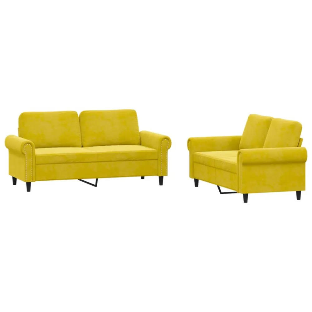 Banco de Jardim 2 pcs conjunto de sofás com almofadões veludo amarelo