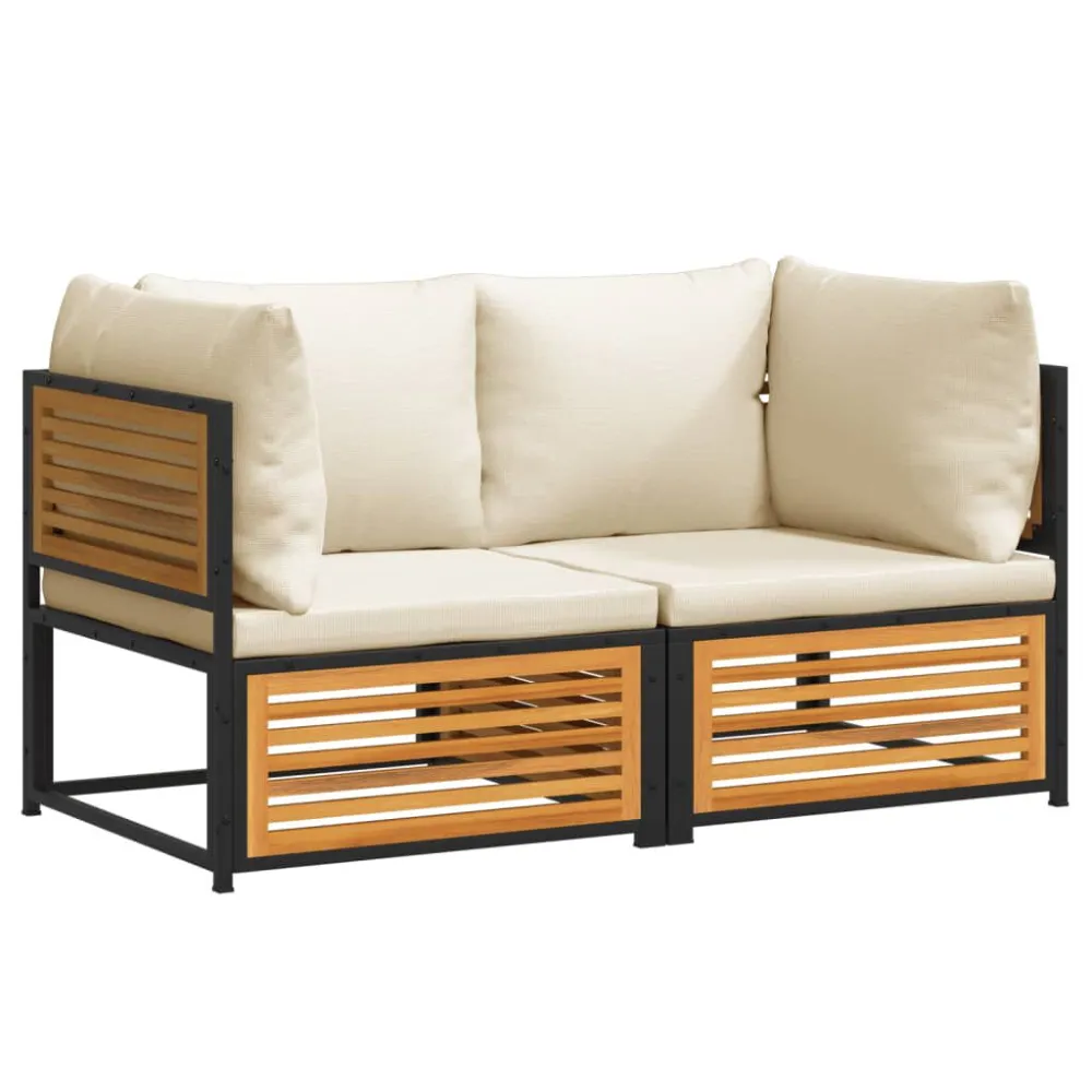 Banco de Jardim 2 pcs conjunto de sofás de jardim com almofadões acácia maciç
