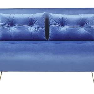 Banco de Jardim 2 Seater Veludo Sofa Bed Navy Blue VESTFOLD
