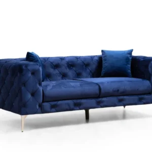 Banco de Jardim Sofá 2 lugares Alykes Veludo Azul marinho
