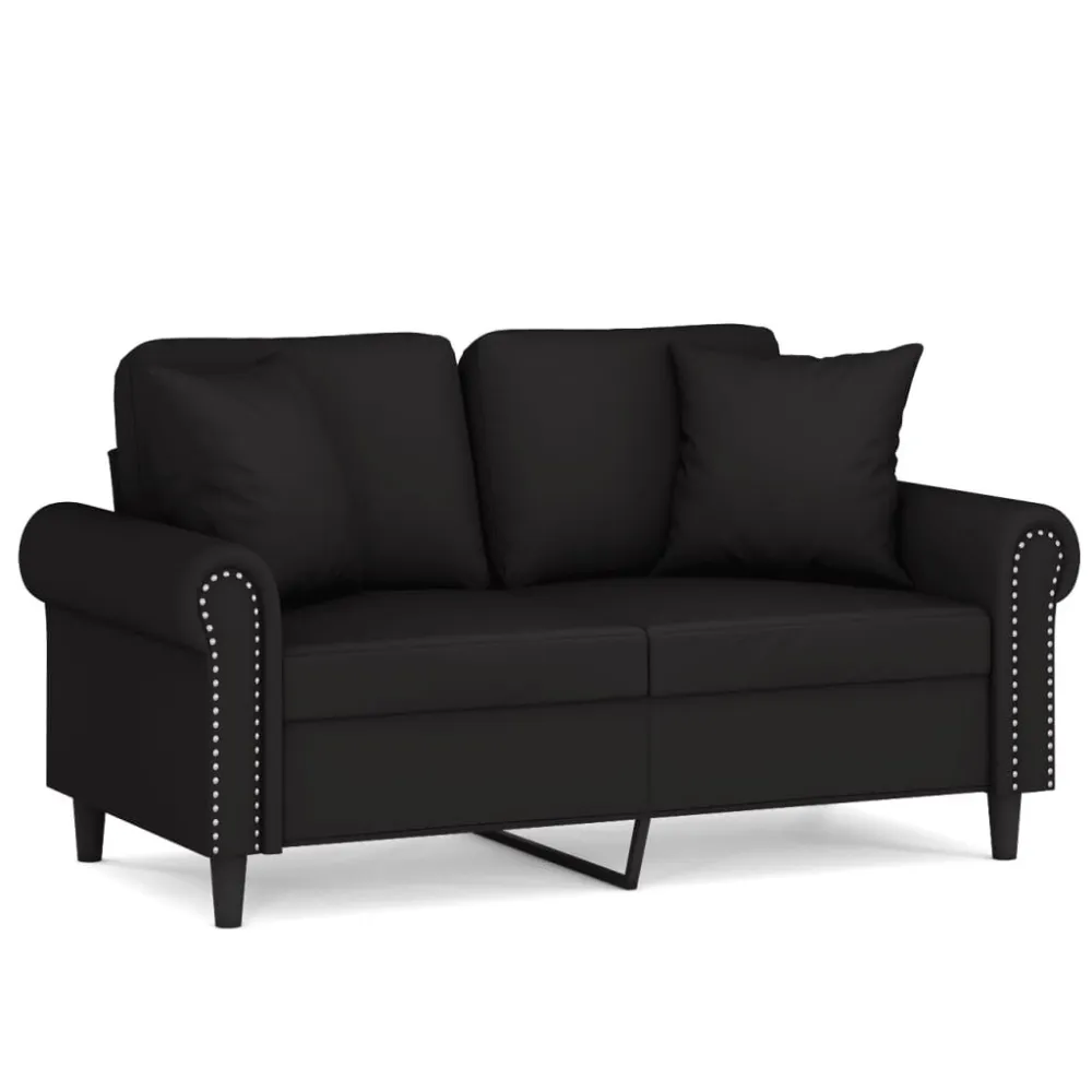 Banco de Jardim Sofá 2 lugares com almofadas decorativas 120 cm veludo preto