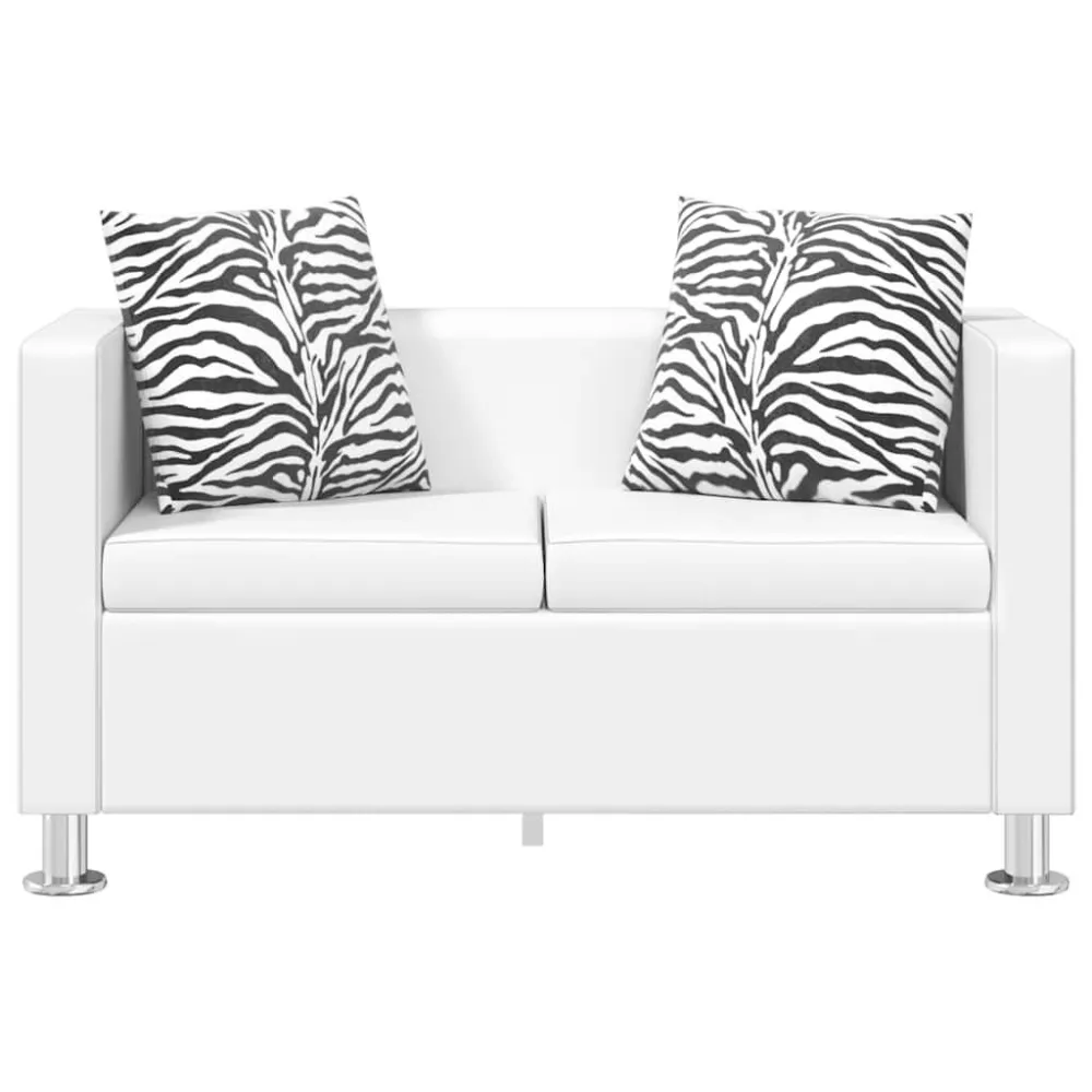 Banco de Jardim Sofá de 2 lugares couro artificial branco