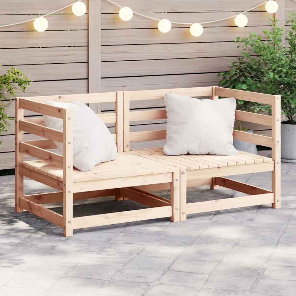 Banco de Jardim Sofás de canto para jardim 2 pcs madeira de pinho maciç