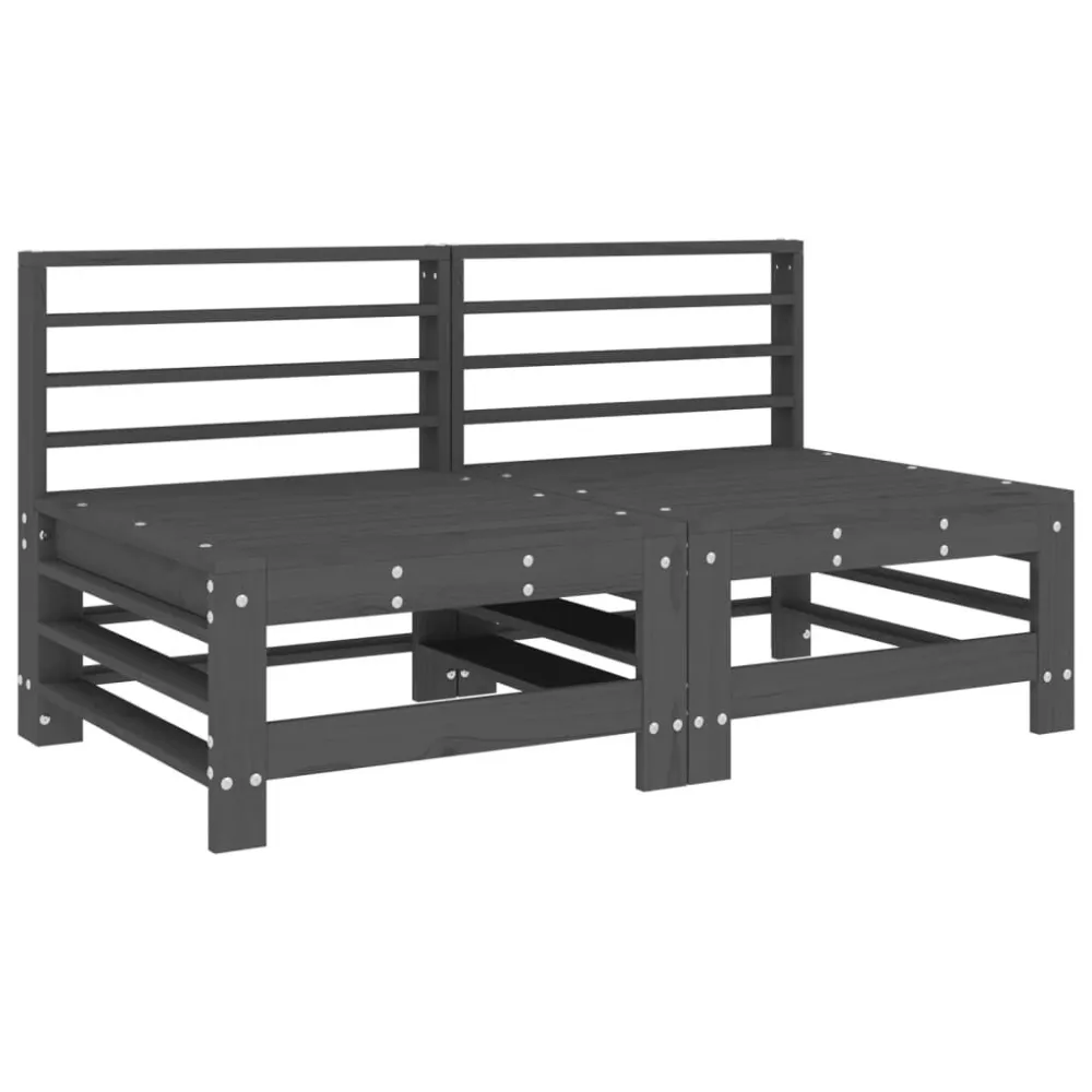 Banco de Jardim Sofás de centro para jardim 2 pcs madeira pinho maciç cinzento