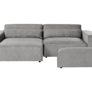 Banco de Madeira para Right Hand 2 Seater Personalizável Fabric Corner Sofa Ottoman Grey HELLNAR