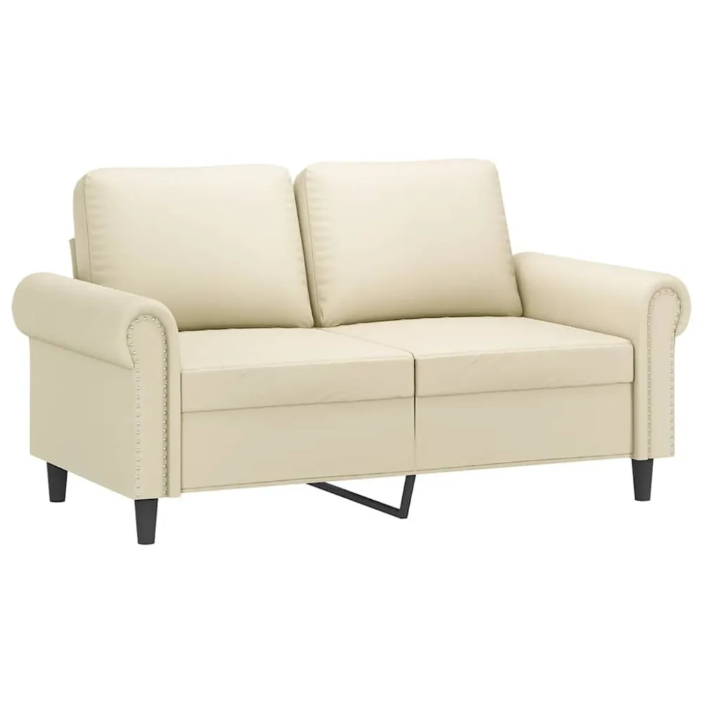 Banco de Madeira para Sofá de 2 lugares 120 cm couro artificial cor creme