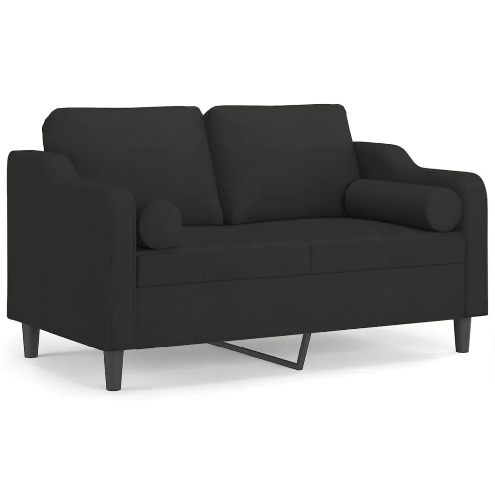Banco de Madeira para Sofá 2 lugares + almofadas decorativas 120 cm tecido preto