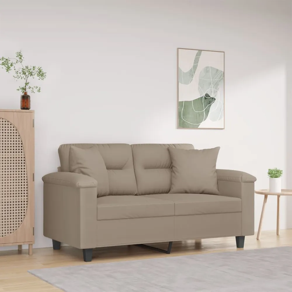 Banco de Madeira para Sofá 2 lugares com almofadas 120 cm microfibra cinza-acastanhado