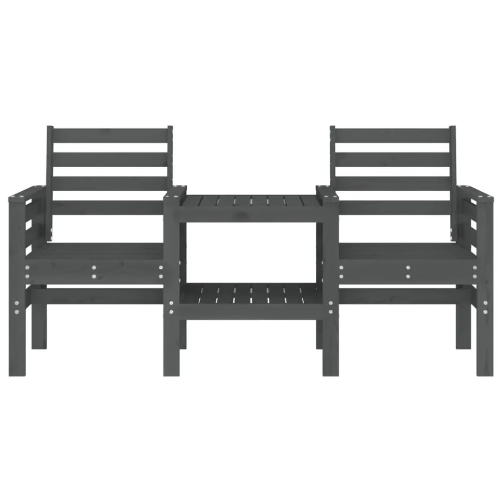 Cadeira de Balanço Banco de jardim 2 lugares com mesa pinho maciço cinzento