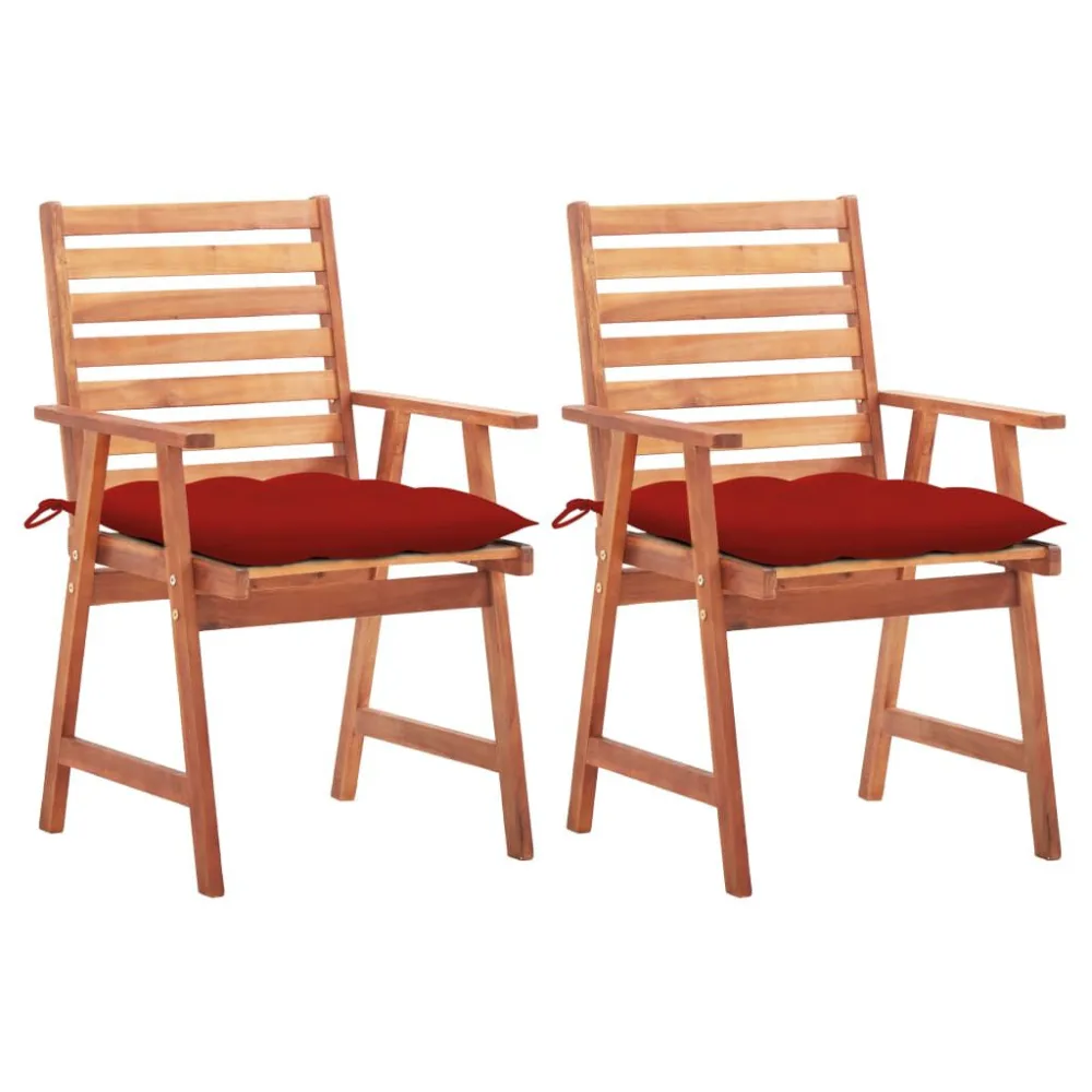 Cadeira de Balanço Cadeiras de jantar para jardim 2 pcs com almofadões acácia maciç