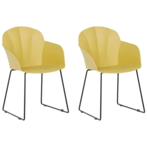 Cadeira de Balanço Conjunto de 2 cadeiras de jantar amarelas SYLVA
