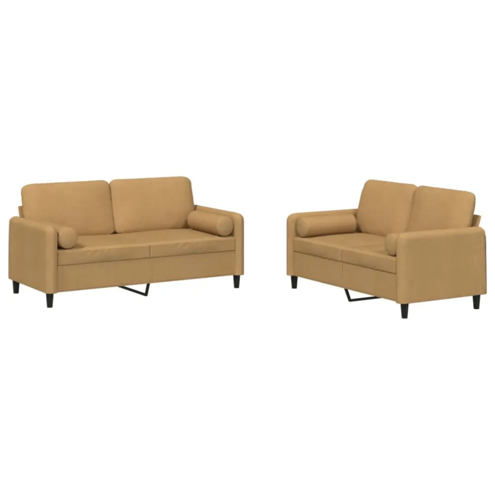 Cadeira de Balanço 2 pcs conjunto de sofás com almofadas veludo castanho
