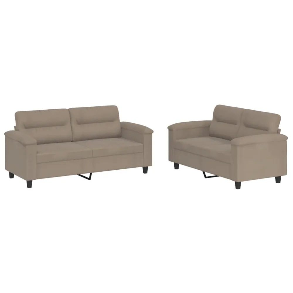 Cadeira de Balanço 2 pcs conjunto sofás com almofadões microfibra cinza-acastanhado