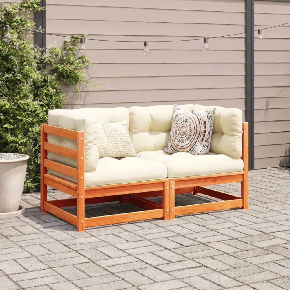 Cadeira de Balanço 2 pcs conjunto sofás de jardim madeira de pinho castanho cera