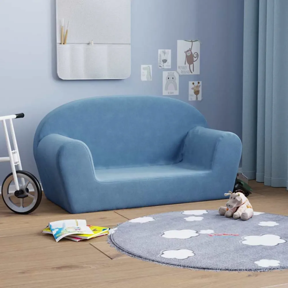 Cadeira de Balanço Sofá infantil de 2 lugares pelúcia macia azul