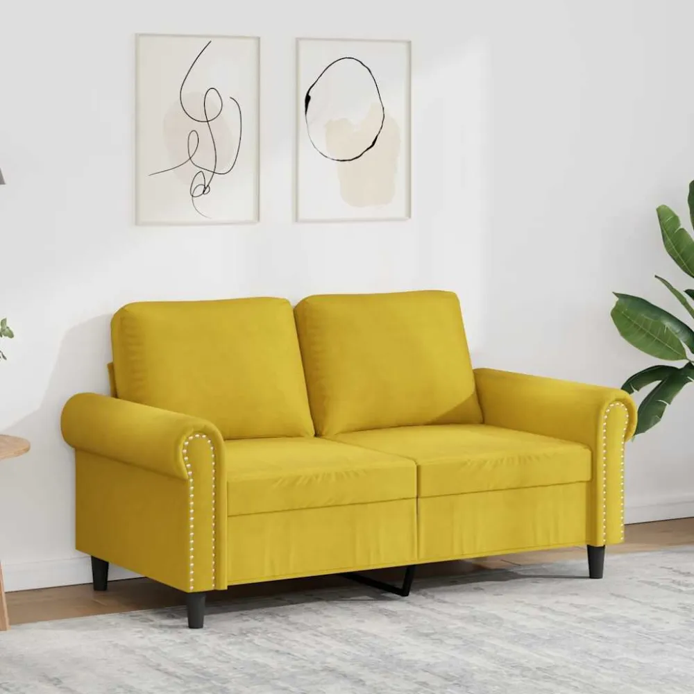 Cadeira de Balanço Sofá de 2 lugares veludo 120 cm amarelo