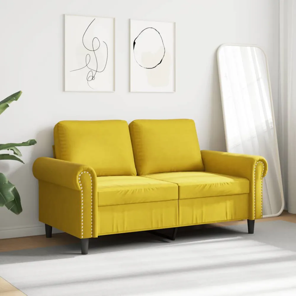 Cadeira de Balanço Sofá de 2 lugares veludo 120 cm amarelo