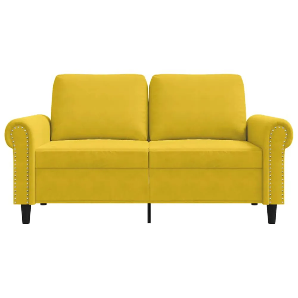 Cadeira de Balanço Sofá de 2 lugares veludo 120 cm amarelo