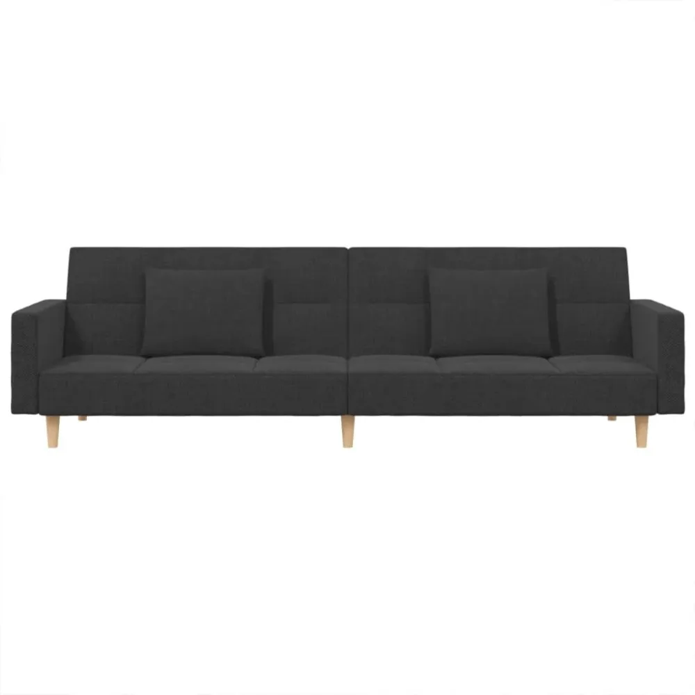 Cadeira de Balanço Sofá-cama 2 lugares com duas almofadas tecido cinzento-escuro