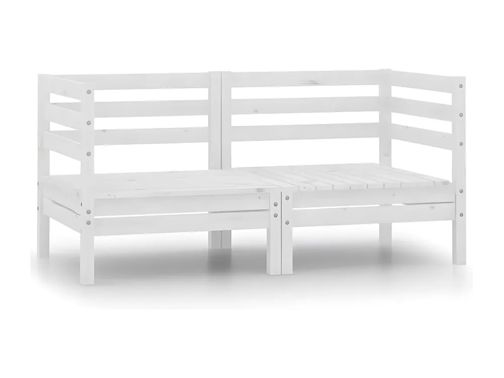 Cadeira de Balanço Sofás de canto para jardim 2 peças madeira de pinho maciç branco