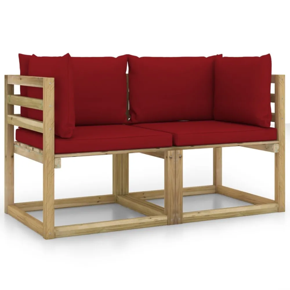 Cadeira de Balanço Sofás de canto para jardim com almofadões 2pcs pinho impreg. verde
