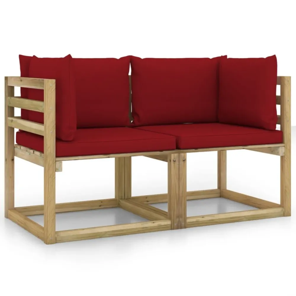 Cadeira de Balanço Sofás de canto para jardim com almofadões 2pcs pinho impreg. verde