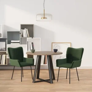 Cadeira Dobrável Cadeiras de jantar 2 pcs veludo verde-escuro