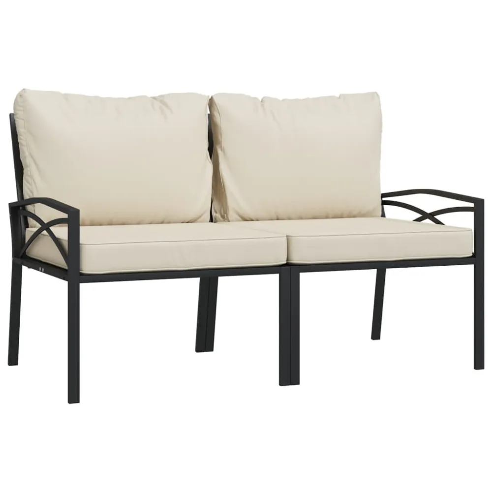 Cadeira Dobrável Cadeiras de jardim com almofadões cor areia 2 pcs 62x75x79cm ço