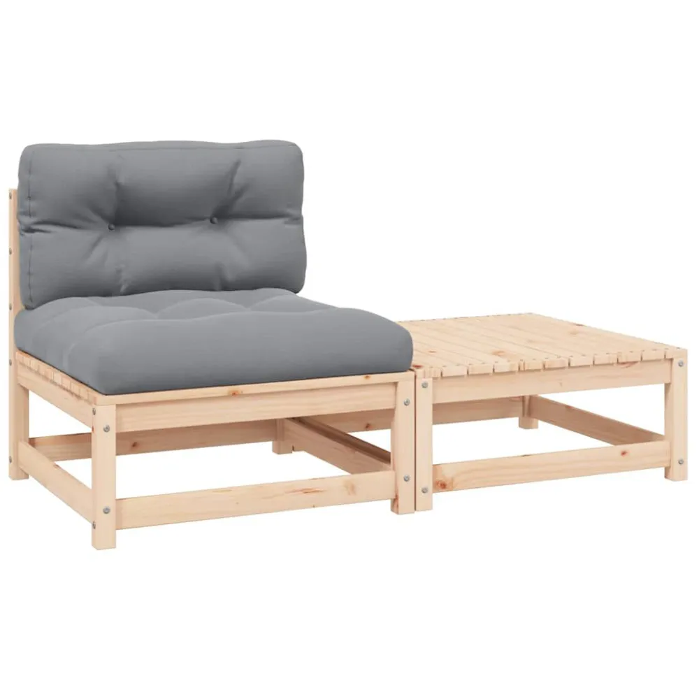 Cadeira Dobrável 2 pcs conjunto lounge de jardim com almofadões pinho maciço