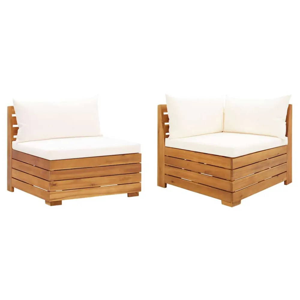 Cadeira Dobrável 2 pcs conjunto lounge de jardim com almofadões acácia maciç