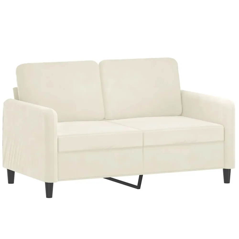 Cadeira Dobrável 2 pcs conjunto de sofás com almofadas veludo cor creme