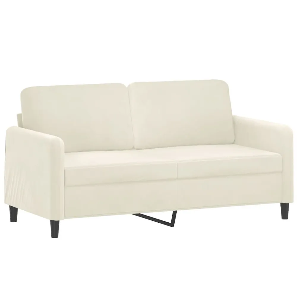 Cadeira Dobrável 2 pcs conjunto de sofás com almofadas veludo cor creme