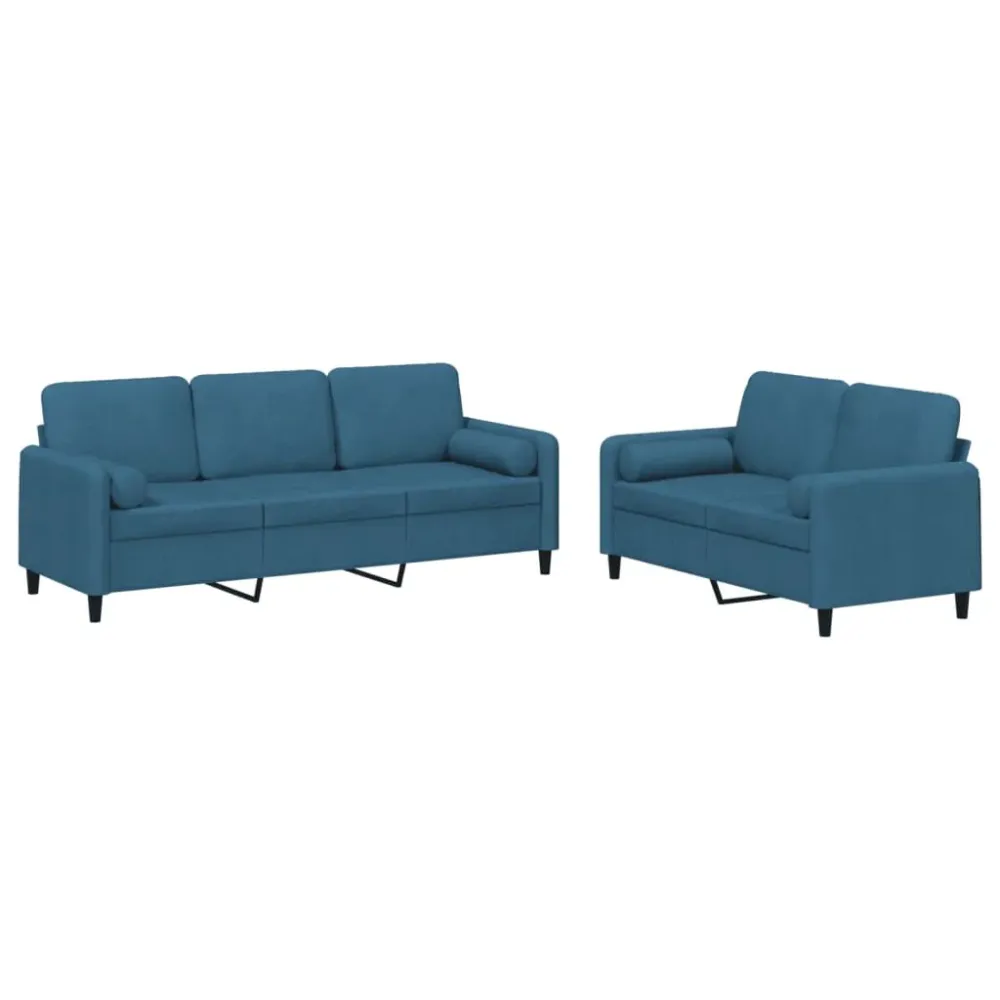 Cadeira Dobrável 2 pcs conjunto de sofás com almofadas veludo azul