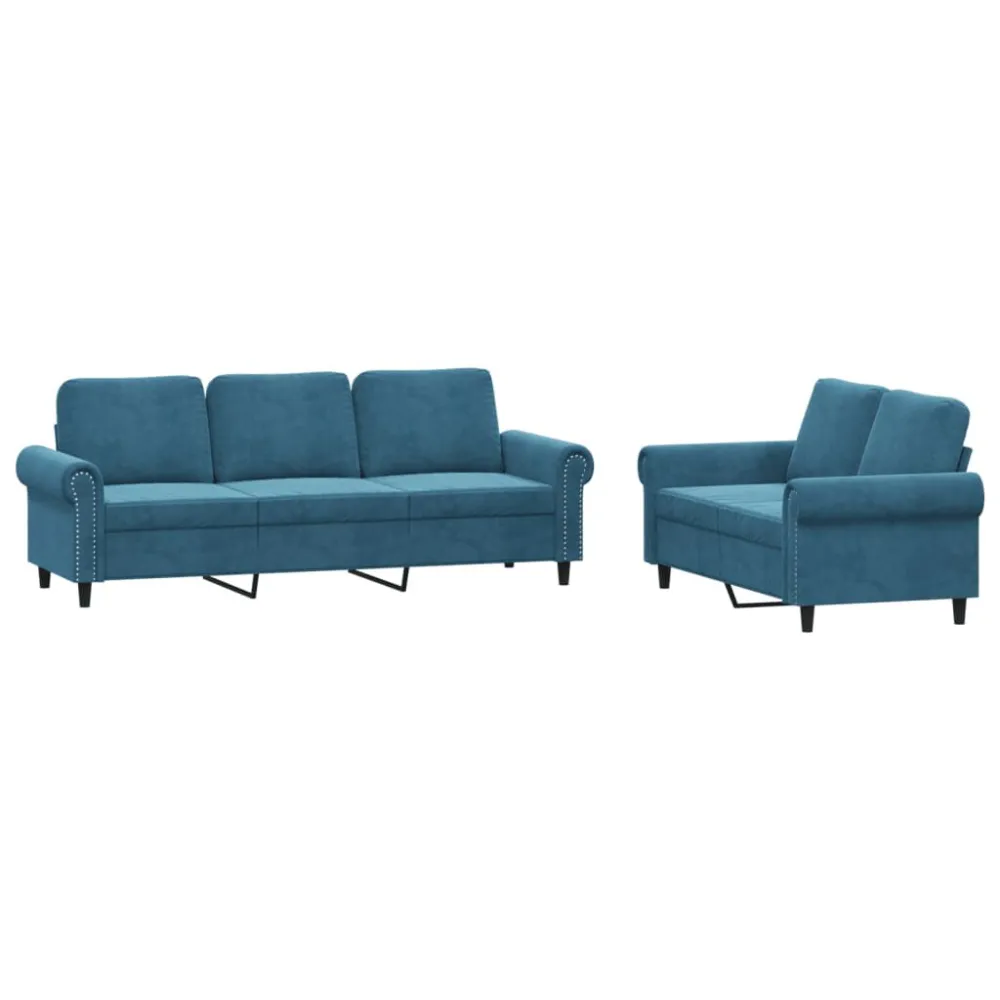 Cadeira Dobrável 2 pcs conjunto de sofás com almofadões veludo azul