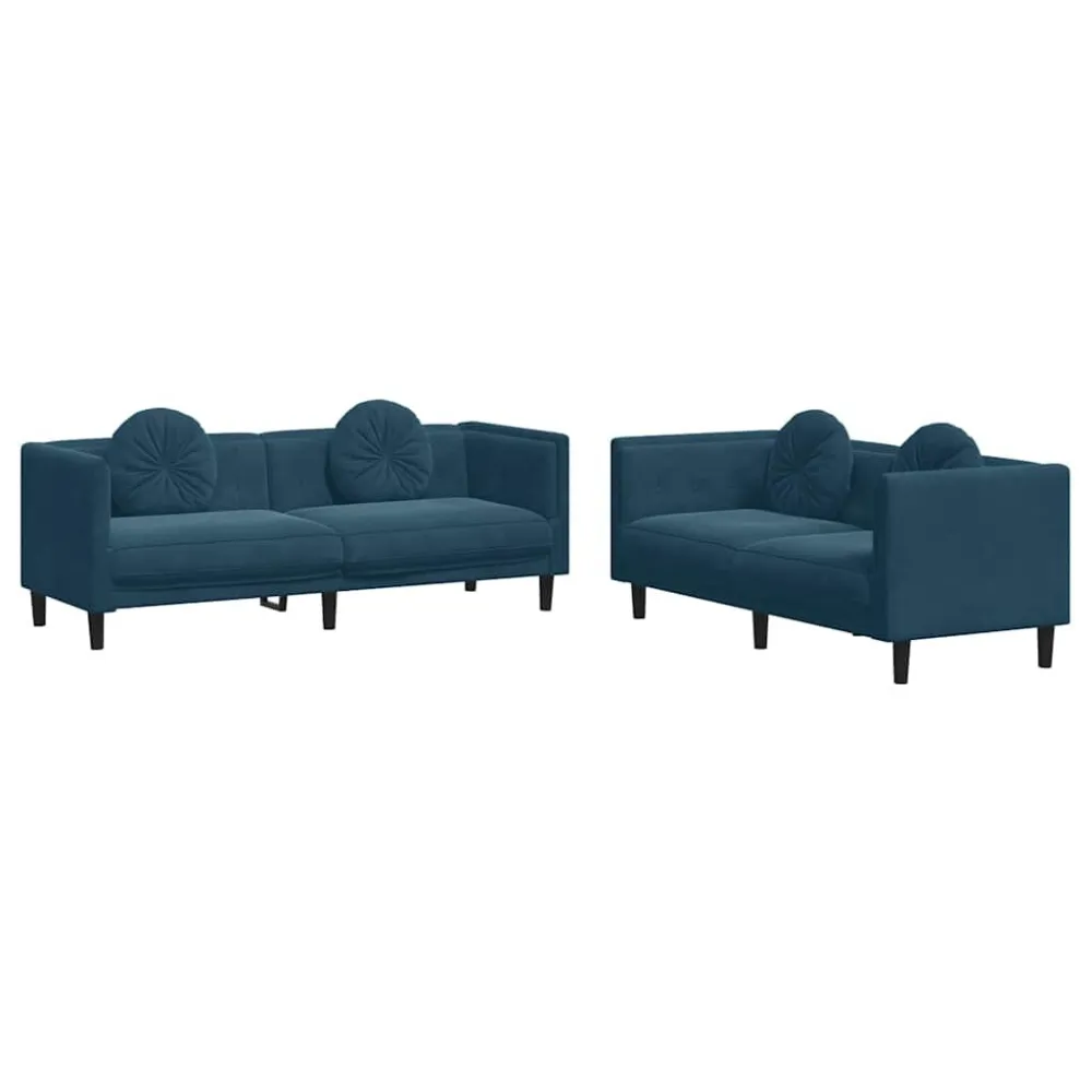 Cadeira Dobrável 2 pcs conjunto de sofás com almofadas veludo azul