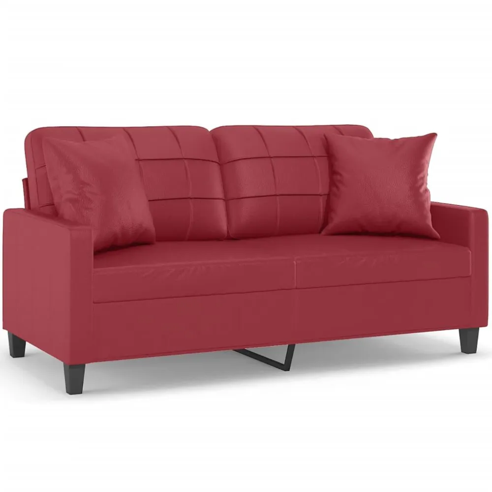 Cadeira Dobrável Sofá 2 lugares +almofadas 140cm couro artificial vermelho tinto