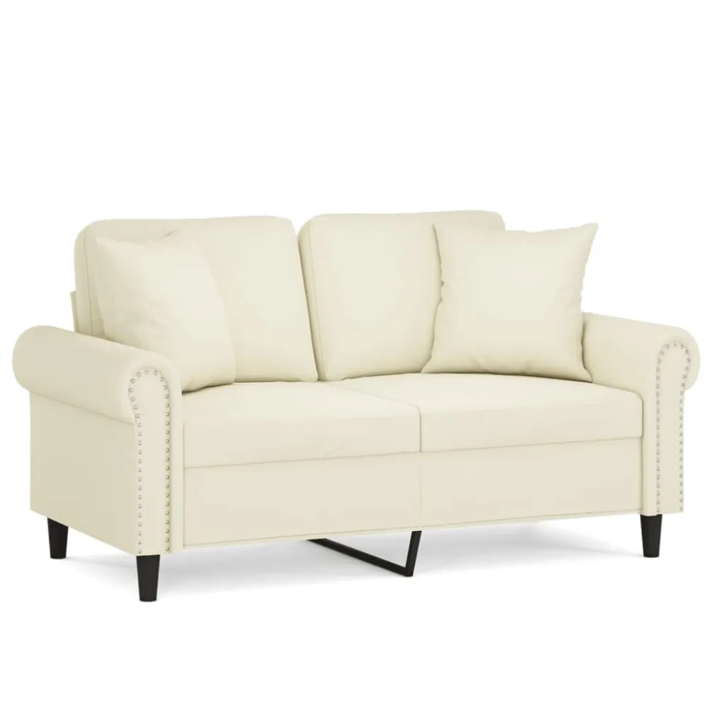 Cadeira Dobrável Sofá 2 lugares com almofadas decorativas 120 cm veludo creme