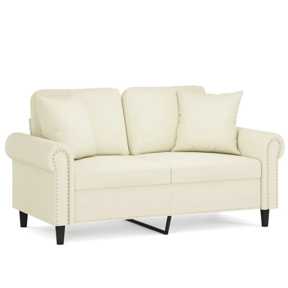 Cadeira Dobrável Sofá 2 lugares com almofadas decorativas 120 cm veludo creme