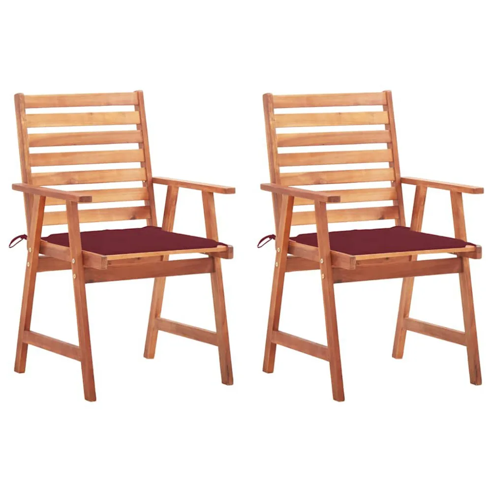 Cadeira de Jardim Cadeiras de jantar para jardim 2 pcs com almofadões acácia maciç