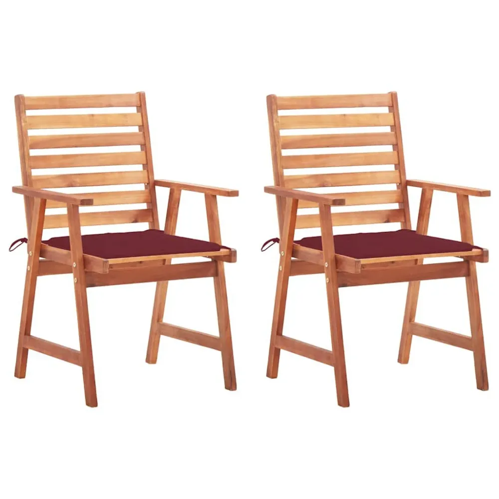 Cadeira de Jardim Cadeiras de jantar para jardim 2 pcs com almofadões acácia maciç