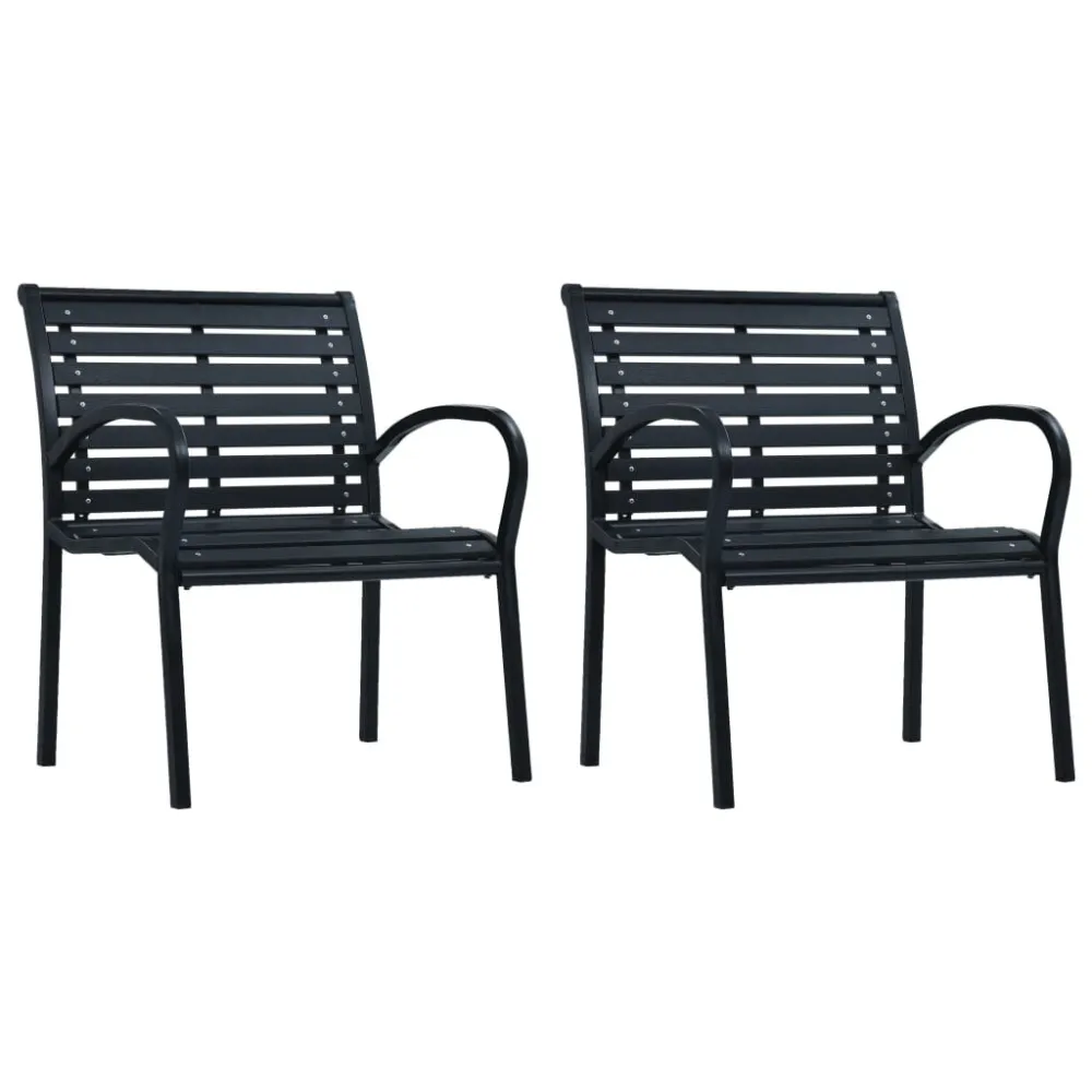 Cadeira de Jardim Cadeiras de jardim 2 pcs ço e WPC preto
