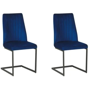Cadeira de Jardim Conjunto de 2 cadeiras de jantar em veludo azul LAVONIA