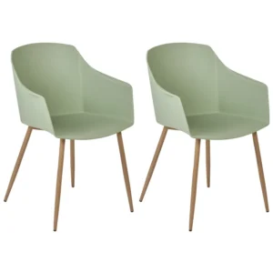 Cadeira de Jardim Conjunto de 2 cadeiras de jantar verdes claras e madeira clara FONDA II