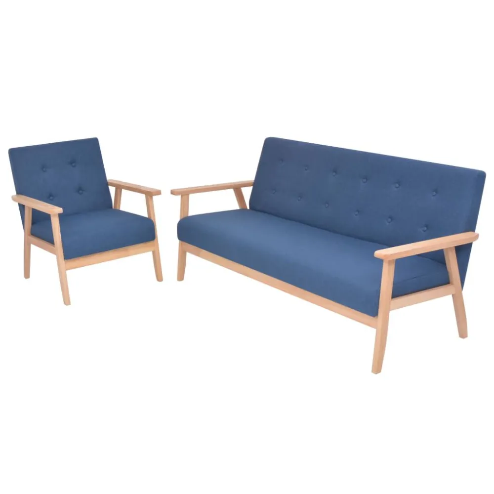 Cadeira de Jardim Conjunto de sofás 2 pcs tecido azul