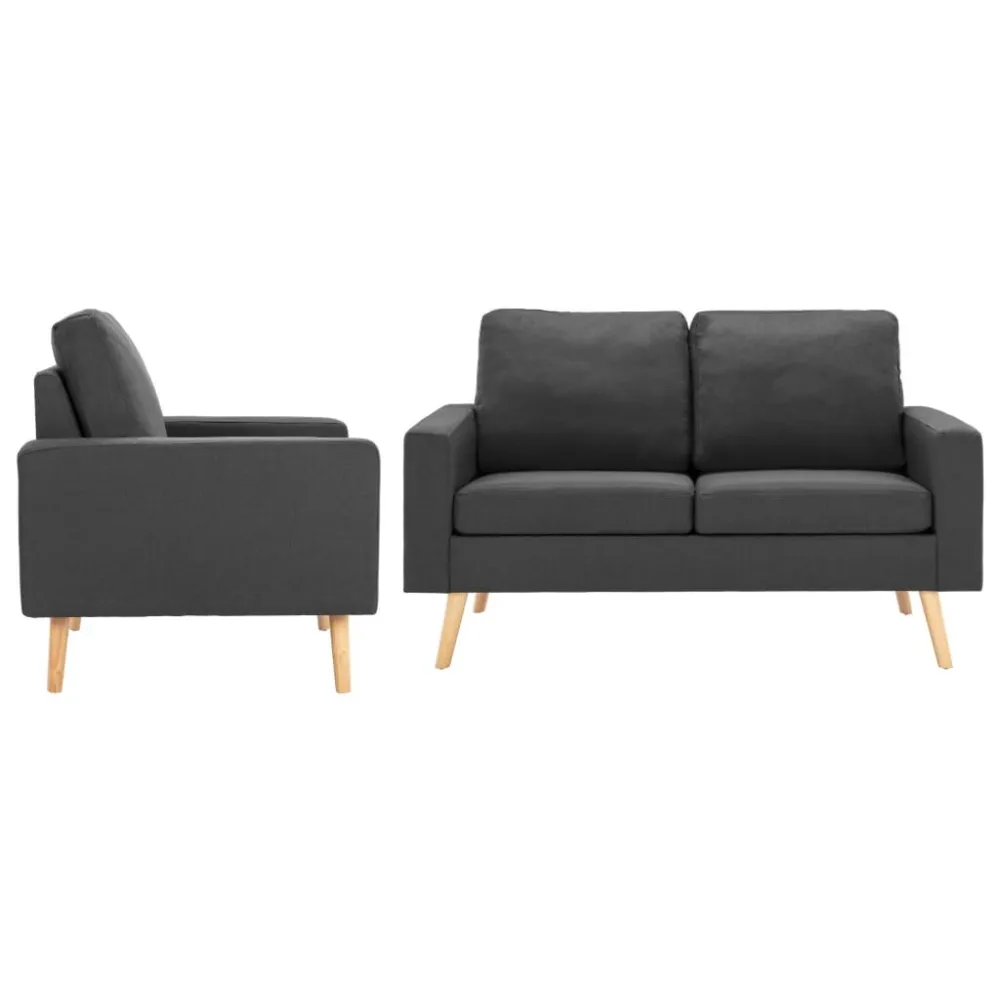 Cadeira de Jardim 2 pcs conjunto de sofás tecido cinzento-escuro