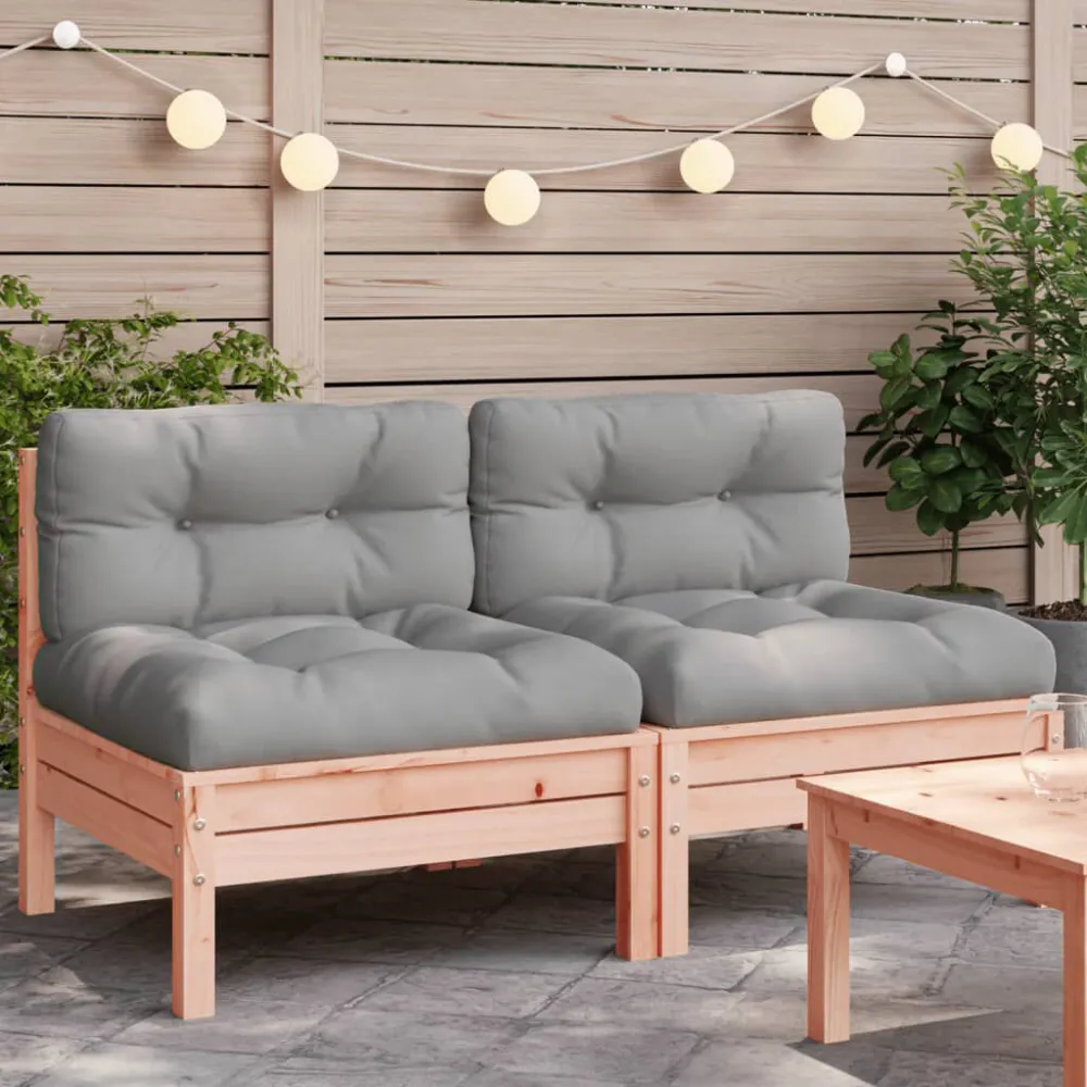 Cadeira de Jardim Sofá sem braços jardim com almofadões 2pcs madeira douglas maciç