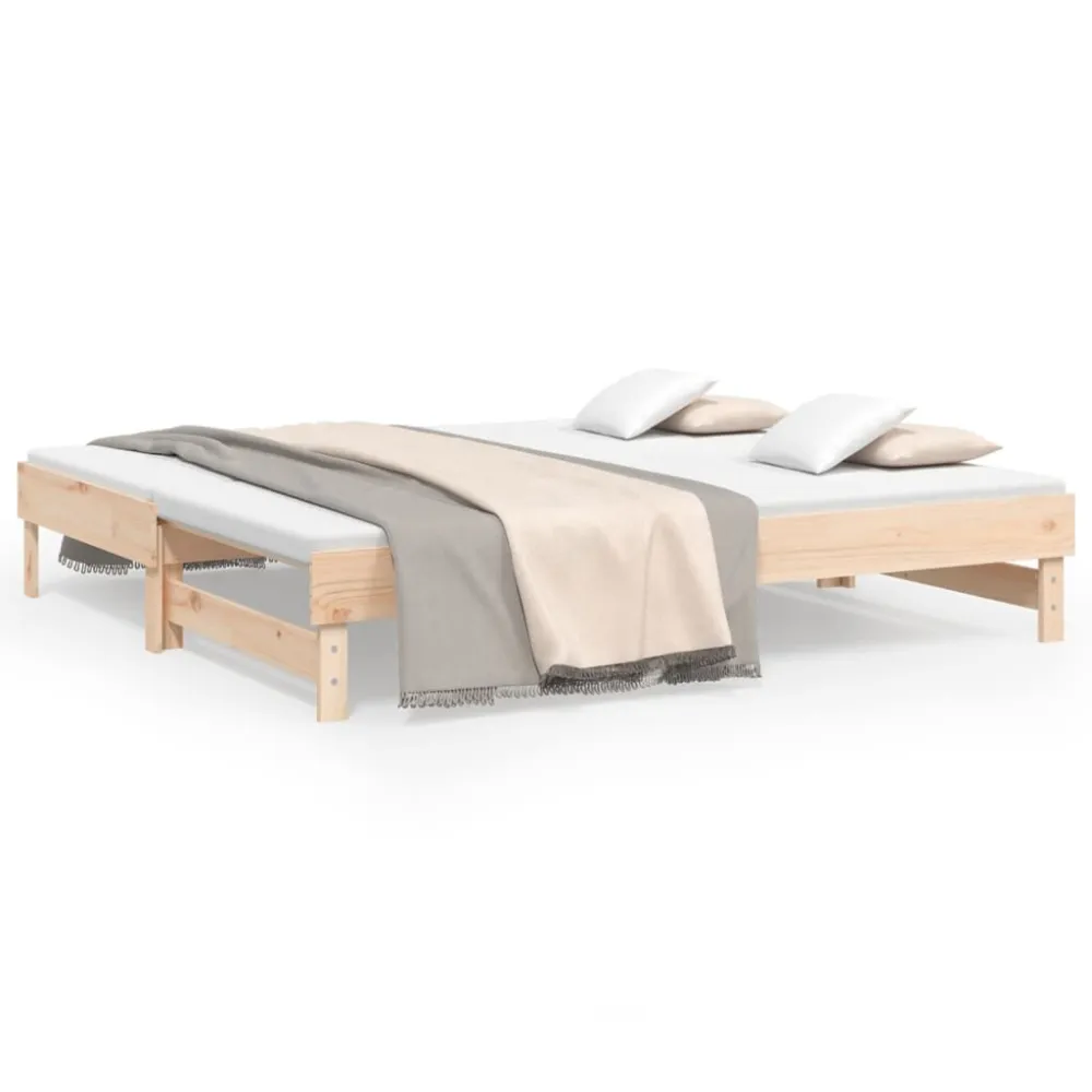 Cadeira de Jardim Sofá-cama de puxar 2x(75x190) cm madeira de pinho maciç