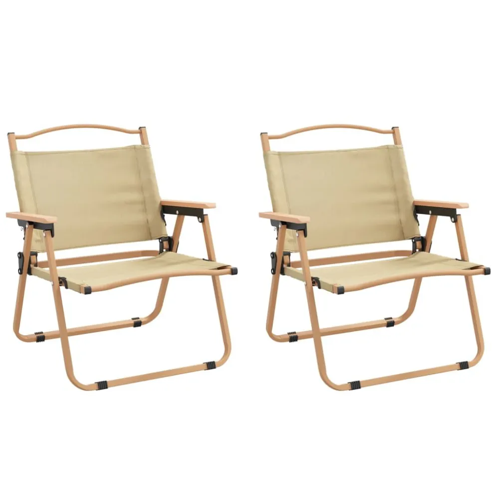 Cadeiras de campismo 2 pcs 54x43x59 cm tecido oxford bege em Ferro Forjado